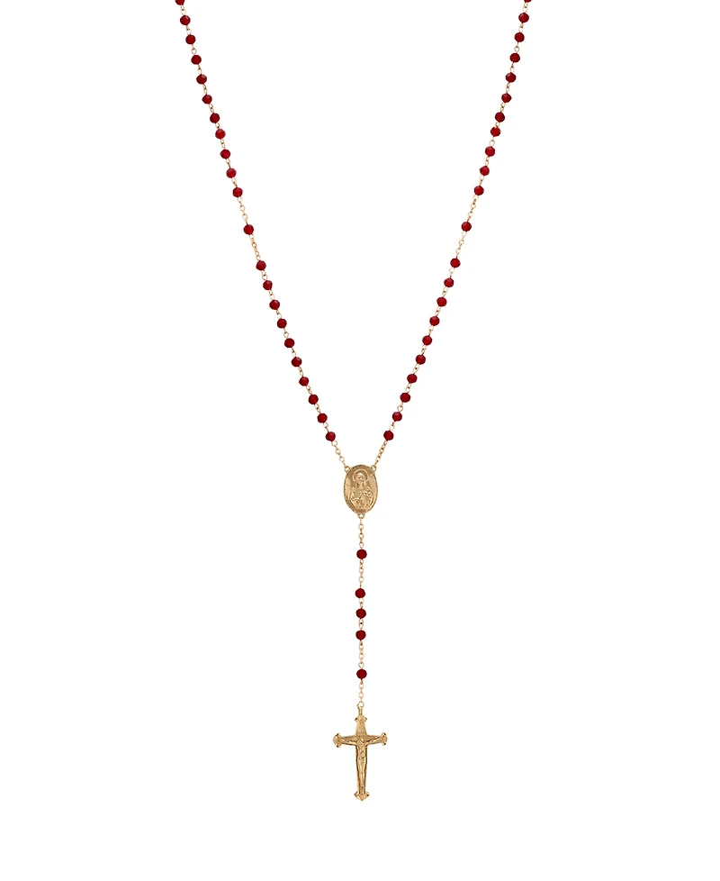 Symbols of Faith Gold-Tone Red Bead Our Lady of Guadalupe Rosary