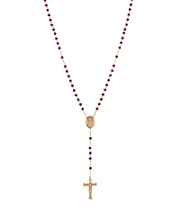 Symbols of Faith Gold-Tone Red Bead Our Lady of Guadalupe Rosary