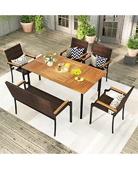 Sugift 6-Piece Outdoor Dining Set with Umbrella Hole