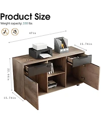 Logicfox 2-Drawer File Cabinet with Wheels, Mobile Lateral Rolling Under Desk Filing Cabinet