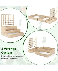 Sugift Three Tier Raised Garden Bed with Lattice Trellis Base