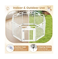 Ruie 8-Panel Plastic Dog Fence Indoor Outdoor Pen with Locking Door