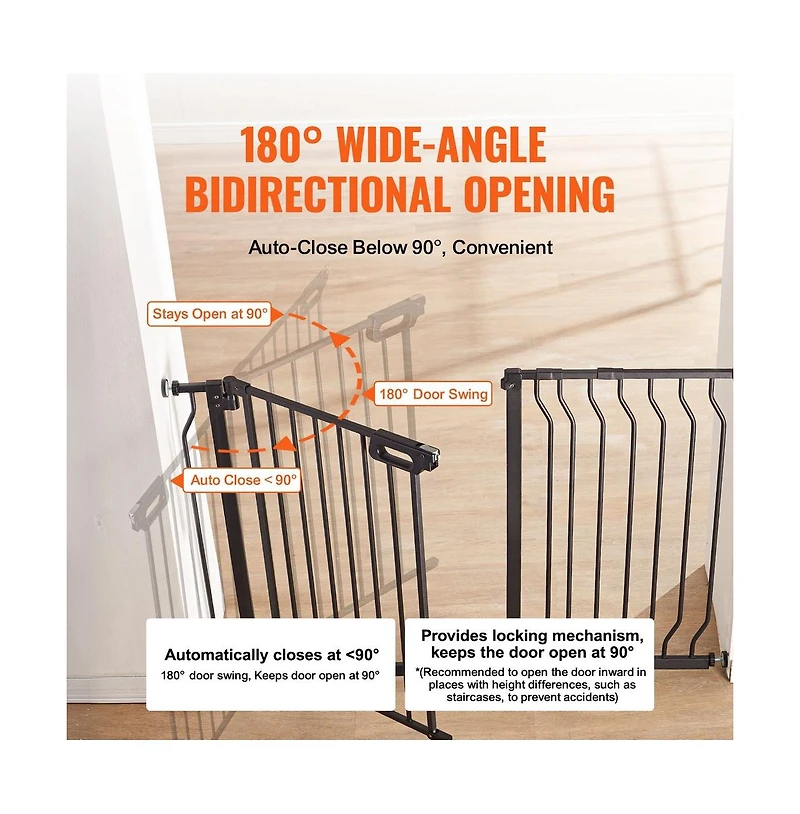 Ruie Auto Close Pet Safety Gate 30 in Tall Pressure and Wall Mount for Doorways