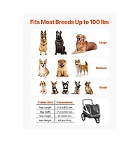 Ruie 2 in 1 Pet Bike Trailer and Stroller Cart for Small Large Dogs up to 100 lbs