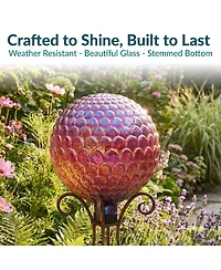 Sunnydaze Decor Scalloped Texture Indoor/Outdoor Gazing Globe Glass Garden Ball - 10" Diameter