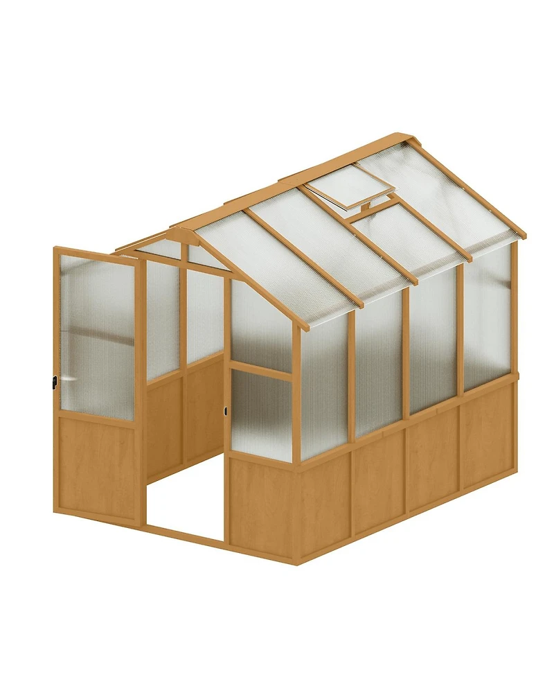 Streamdale Furniture 6x8 Ft Wooden Walk-in Greenhouse with Polycarbonate Panels & Vents