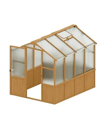 Streamdale Furniture 6x8 Ft Wooden Walk-in Greenhouse with Polycarbonate Panels & Vents