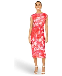 Yumi Women's Mesh Ruched Bodycon Midi Dress