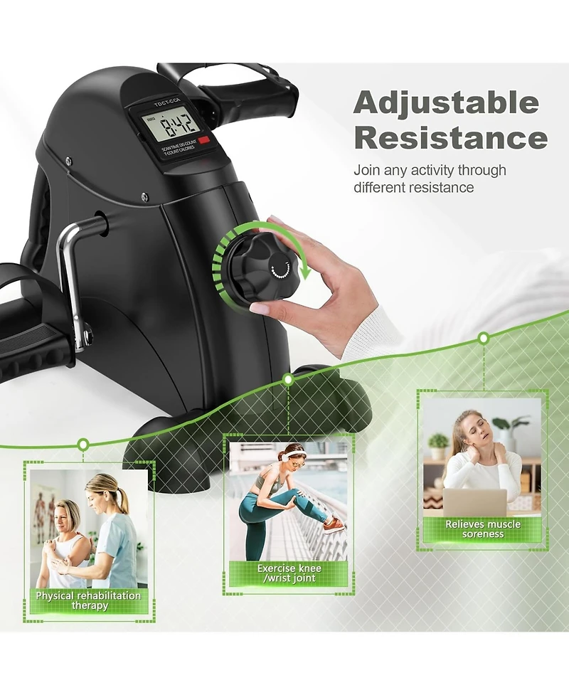 Fed Fitness Mini Exercise Bike, Under Desk Bike Pedal Exerciser for Arm/Leg Exercise, Adjustable Magnetic Resistance Desk Cycle with Lcd Screen
