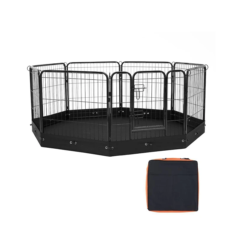 Ruie 8 Panel Foldable Metal Dog Exercise Pen 24 in Tall Square Panels