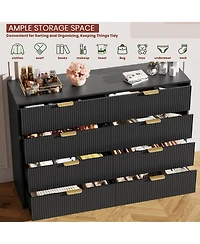 gaomon Fluted 8 Drawers Dresser For Bedroom, Wide Modern Chest of with Metal Handles, Living Room, Entryway, Hallway