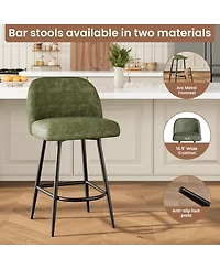 homfan 2/4 Pieces Faux Sherpa Upholstered Barstools with Back and Arc Footrest, 26" Modern Island Stools Bistro and Dining Area