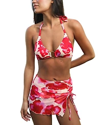 Cupshe Women's Floral Halter Bikini Set with Sarong