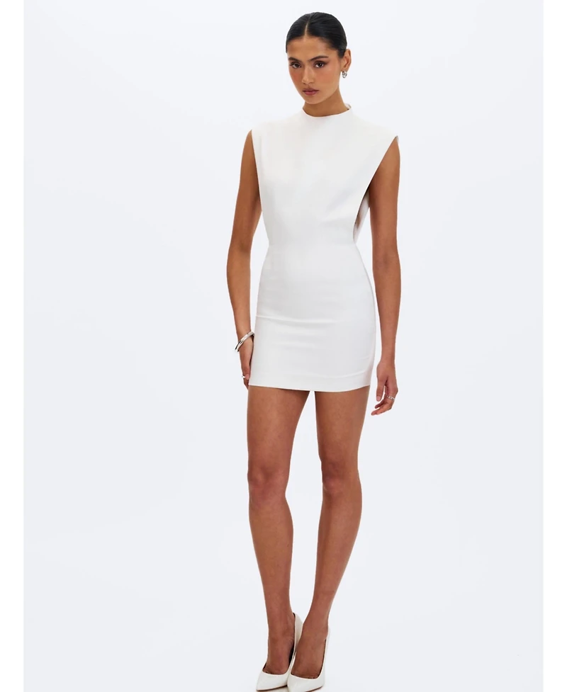 Miss Circle Women Vienna Satin Mock Neck Mini Dress
