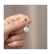 Sterling Silver Cubic Zirconia Pearl Drop Earrings
