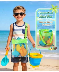 Gnuadz Collapsible Beach Sand Toys Bucket Sifter Shovel Rake Mesh Bag