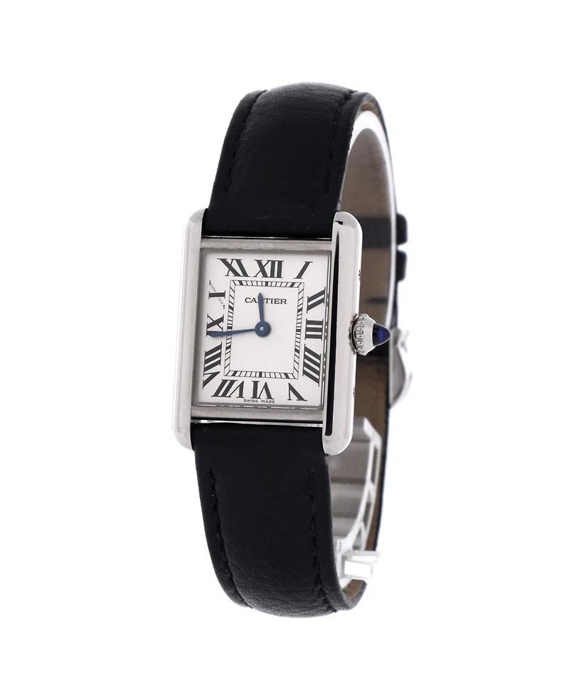 Pre-Owned Cartier Must de Cartier Tank Quartz Watch in Stainless Steel and Leather 22mm