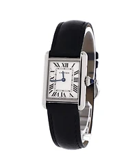Pre-Owned Cartier Must de Cartier Tank Quartz Watch in Stainless Steel and Leather 22mm