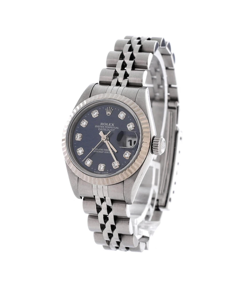 Pre-Owned Rolex Oyster Perpetual Datejust Automatic Watch in Stainless Steel and White Gold with Diamond Markers 26mm
