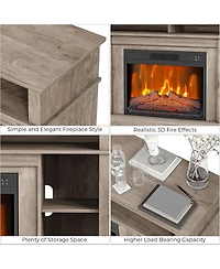 gaomon 58" Wooden Tv Stand with Electric Fireplace Insert Storage Cabinets Rustic Console