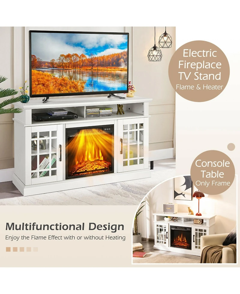 Gymax 48'' Fireplace Tv Stand With 1400W Electric Fireplace for TVs up to 50 Inches