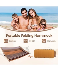 Sugift Foldable Patio Hammock Swing Chair Bed with Detachable Pillow
