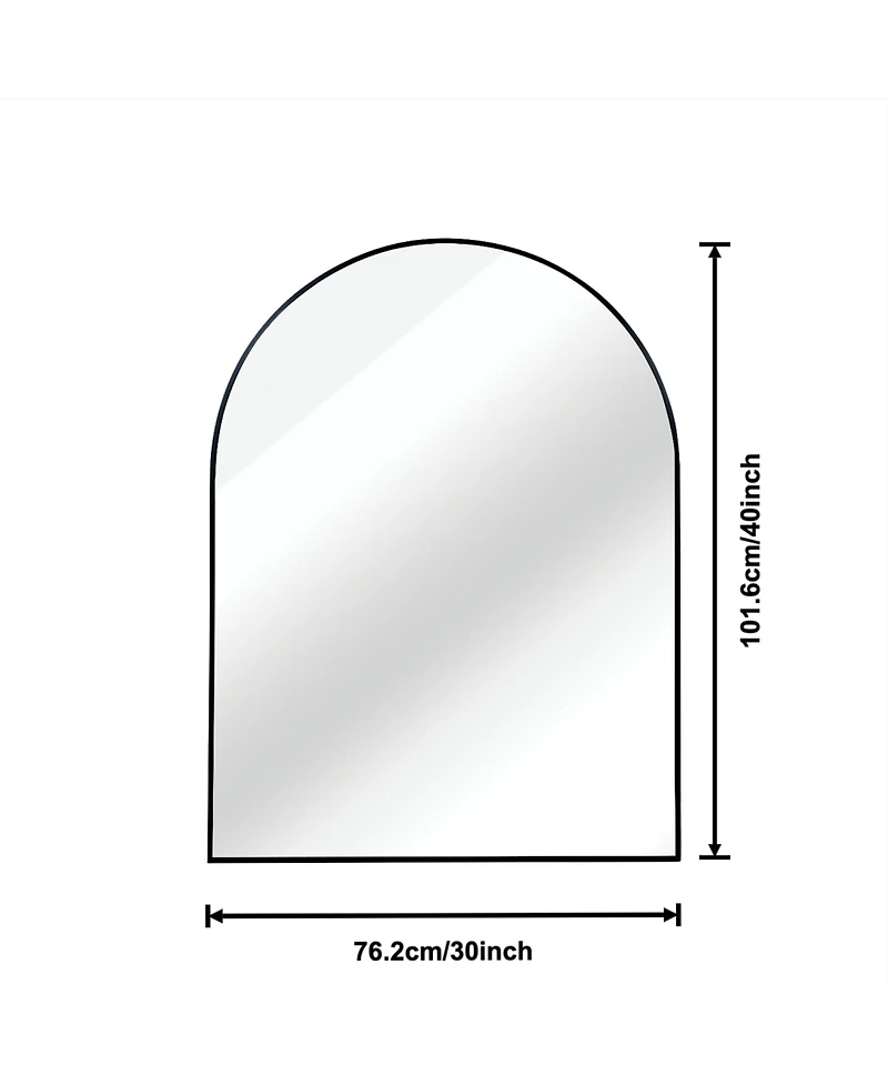 Rainsken 30x40 Inch Arch Bathroom Mirror, Modern Wall Mounted Vanity Mirror with Premium Shatterproof Glass and Anti-Rust Aluminum Frame