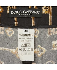 Pre-Owned Dolce & Gabbana Women's Key Print Crepe Slim Fit Pants