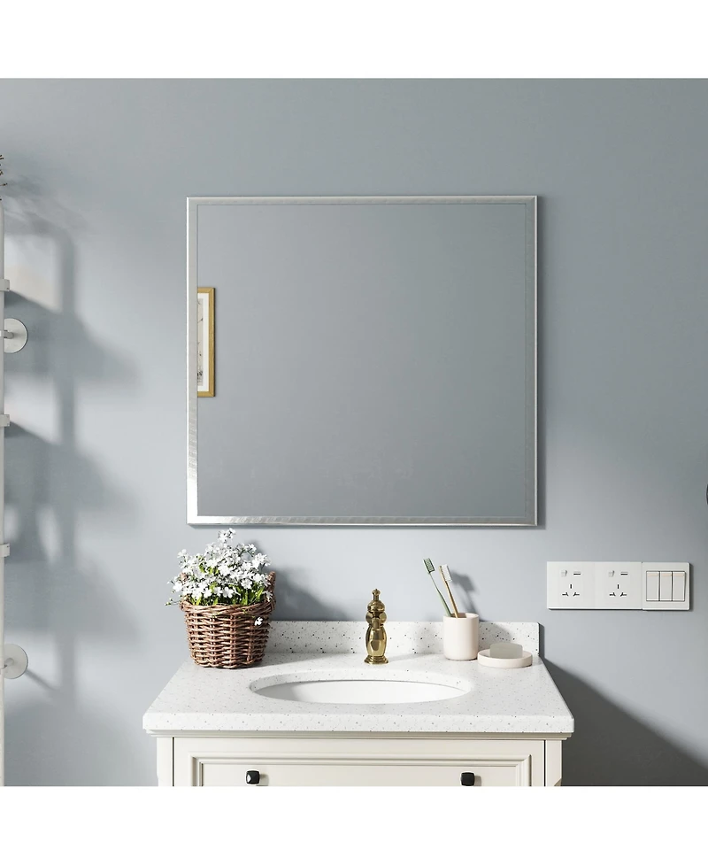 Rainsken 32" Square Aluminum Frame Vanity Mirror