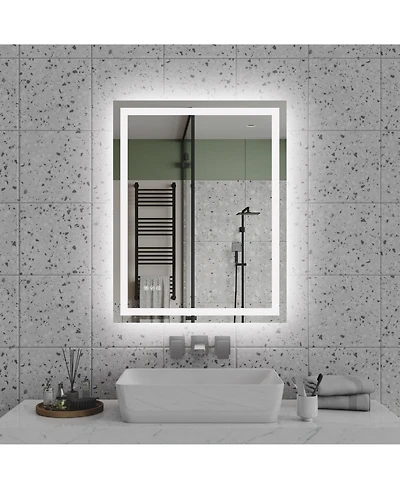 Rainsken 28"36" Led Bathroom Mirror, Anti-fog Vanity Mirror with Front-Lit and Back-Lit, Stepless Dimmable, Shatter-Proof Make Up Mirror