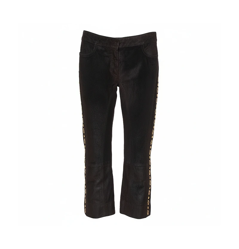 Pre-Owned Roberto Cavalli Women's Leather Vintage Cropped Trousers