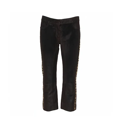 Pre-Owned Roberto Cavalli Women's Leather Vintage Cropped Trousers