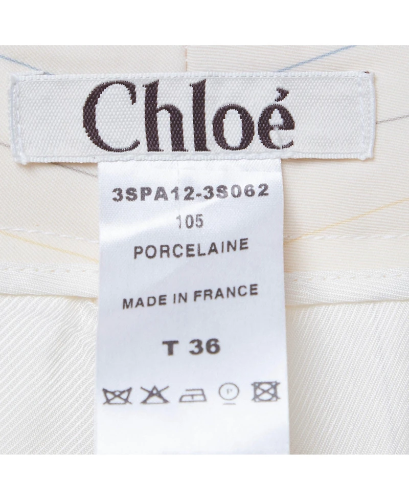 Pre-Owned Chloe Women's Striped Twill Wide Leg Trousers