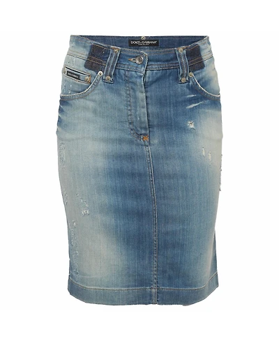 Pre-Owned Dolce and Gabbana Women's Faded Denim Pencil Skirt