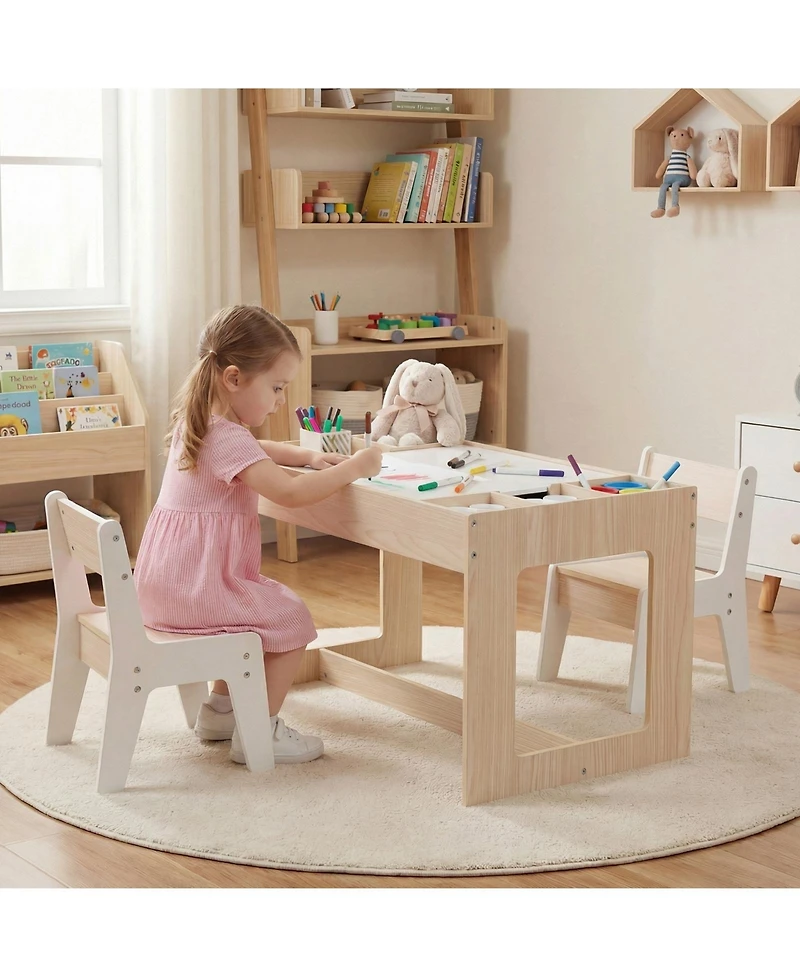 Slickblue Toddler Table and Chair Set Multifunction with Chalkboard Top