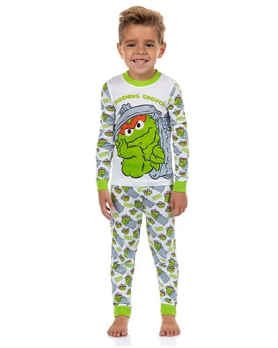 Sesame Street Boy's (2T to 6) Oscar the Grouch 2 Piece Tight-Fit Pajama Set