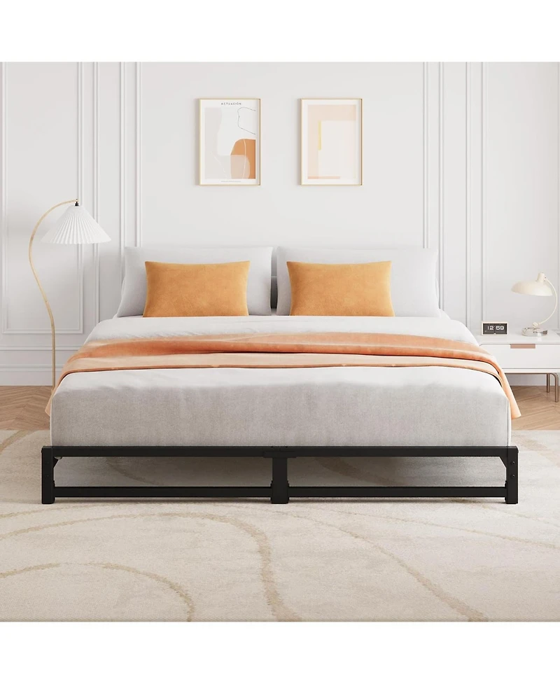 gaomon 6" Queen Metal Platform Bed Frame, Low Profile, Steel Slats