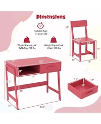 Slickblue Kids Writing Desk Chair Set with Storage Drawer and Hutch