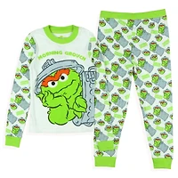 Sesame Street Boy's (2T to 6) Oscar the Grouch 2 Piece Tight-Fit Pajama Set