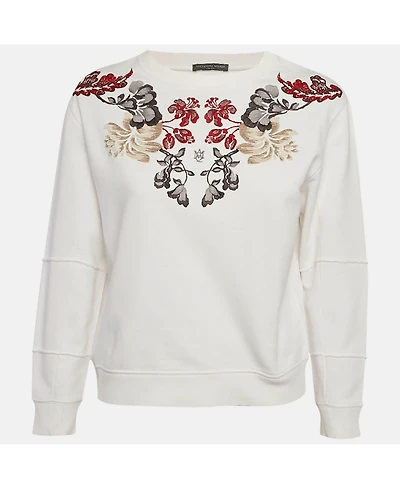Pre-Owned Alexander Mcqueen Women's Floral Embroidered Cotton Sweatshirt