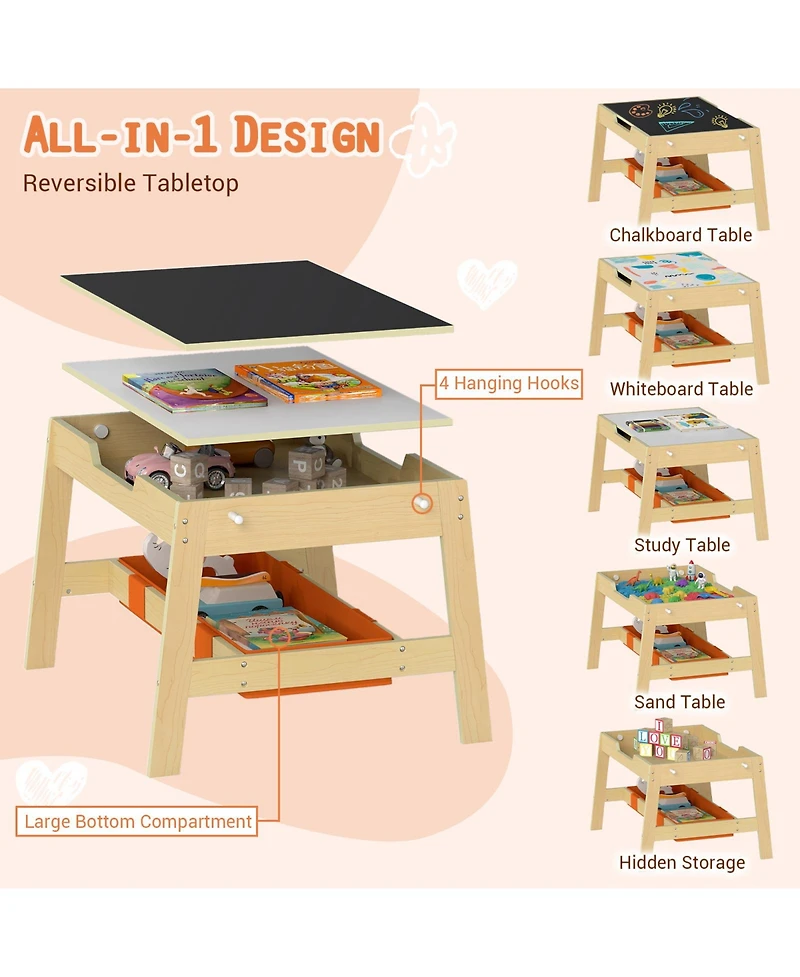 Slickblue 5 1 Toddler Table and Chairs Set with Chalkboard