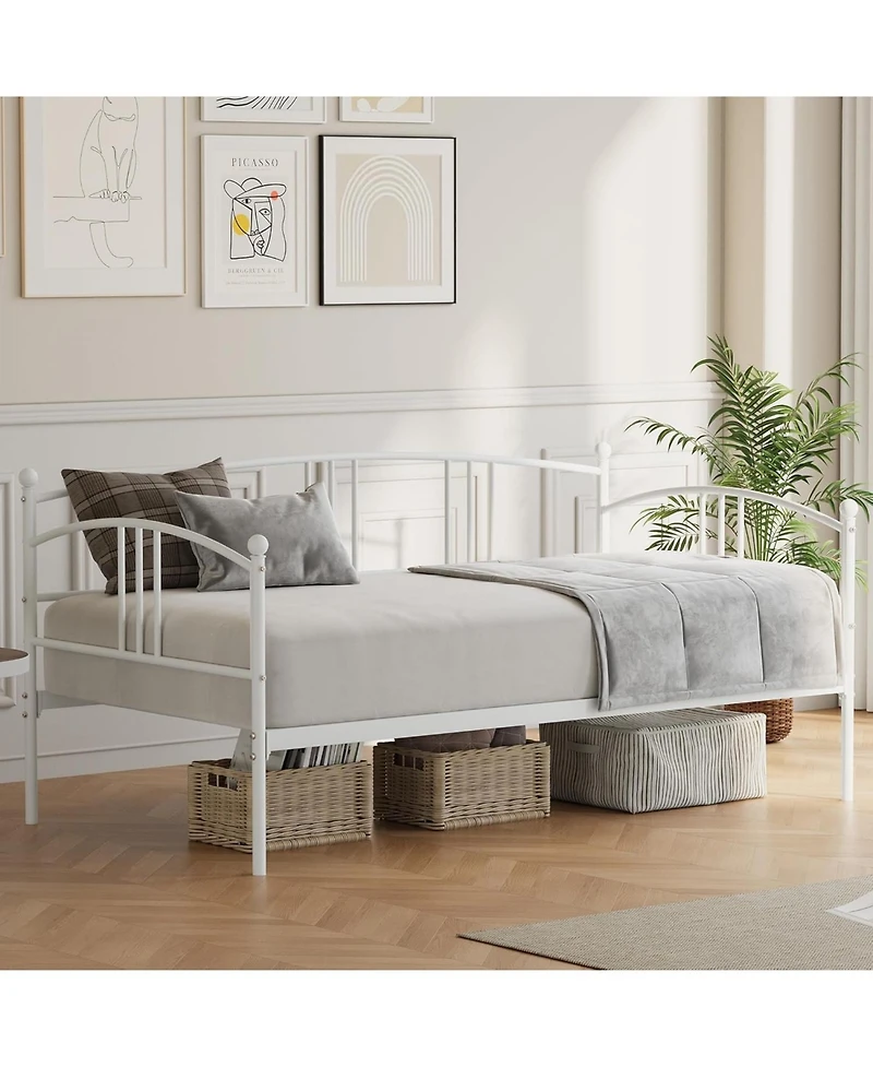 gaomon Metal Daybed with Trundle, Arched Headboard