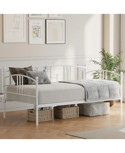gaomon Metal Daybed with Trundle, Arched Headboard