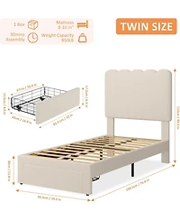 gaomon Twin Boucle Platform Bed with Storage Drawer