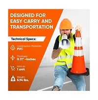 Pyle 28" Fluorescent Pvc Traffic Safety Cone -(PTCN28X4) - Pack of 4