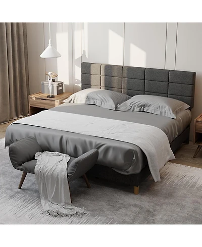 gaomon Twin Linen Platform Bed with Headboard, 700 lb Support