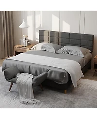 gaomon Twin Linen Platform Bed with Headboard, 700 lb Support