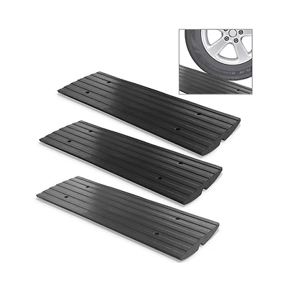 Pyle Driveway Threshold Car Curb Ramps, 3-Piece Set