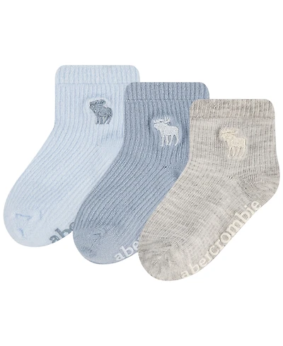 abercrombie kids Boys' and Girls' 6M-4T Ribbed Socks, 3-Pack
