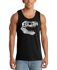 La Pop Art Men's T-Rex Skull Word Graphic Tank Top